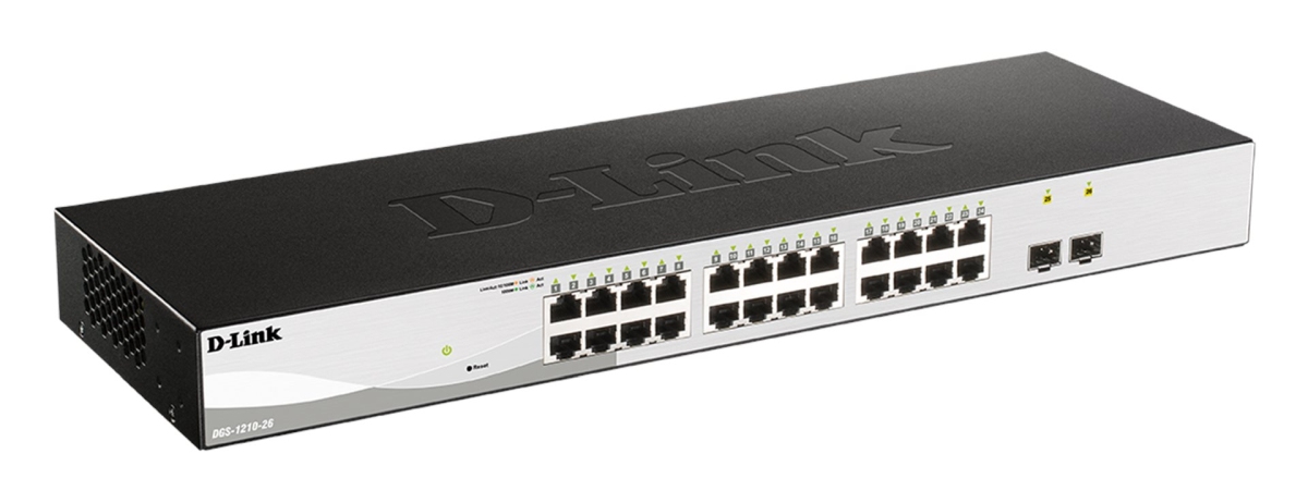 Obrázek D-Link DGS-1210-26 L2/L3 Smart+ switch, 24x GbE, 2x SFP, fanless