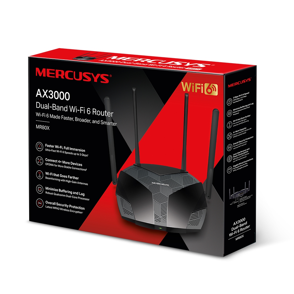 Obrázek Mercusys MR80X AX3000 WiFi 6 Dual-Band router