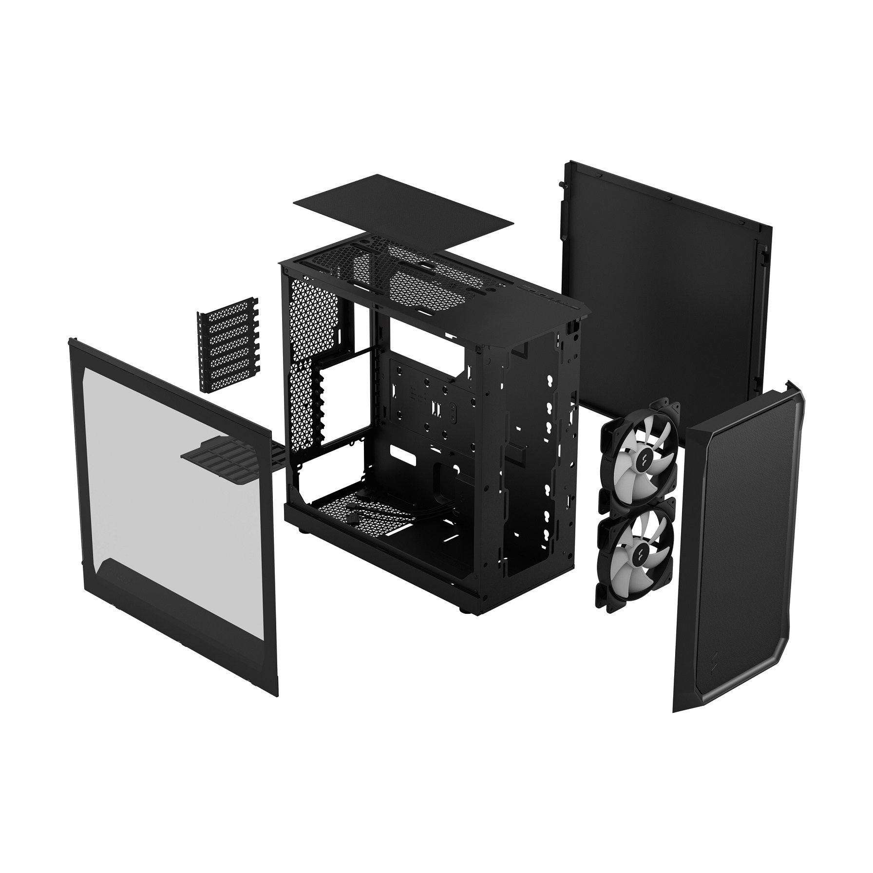 Obrázek Fractal Design Focus 2 RGB Black TG Clear Tint/Midi Tower/Transpar./Černá