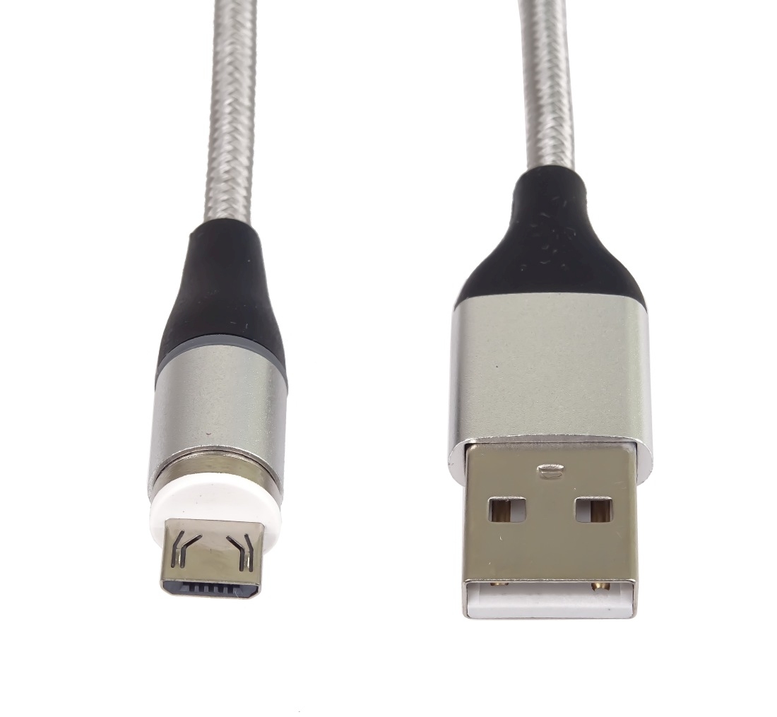 Obrázek PremiumCord Magnetický micro USB a USB-C nabíjecí a datový kabel 1m, stříbrný