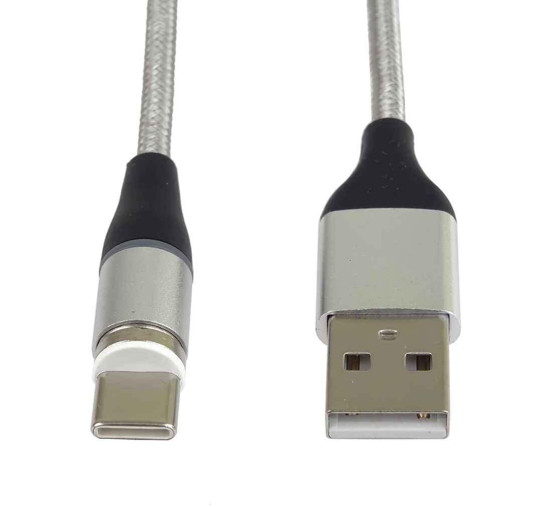 Obrázek PremiumCord Magnetický micro USB a USB-C nabíjecí a datový kabel 1m, stříbrný