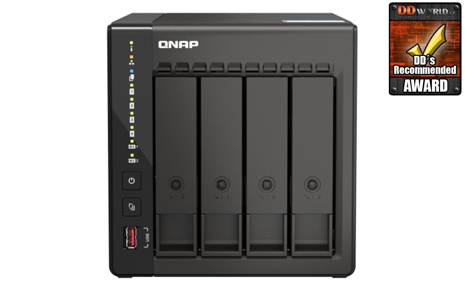 Obrázek QNAP TS-453E-8G (4core 2,6GHz, 8GB RAM, 4x SATA, 2x M.2 NVMe slot, 2x HDMI 4K, 2x 2,5GbE, 4x USB)