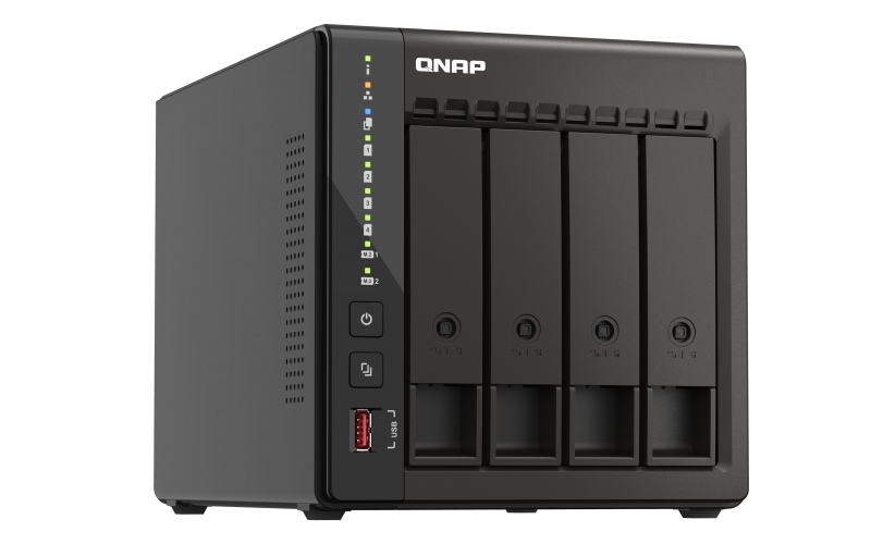 Obrázek QNAP TS-453E-8G (4core 2,6GHz, 8GB RAM, 4x SATA, 2x M.2 NVMe slot, 2x HDMI 4K, 2x 2,5GbE, 4x USB)