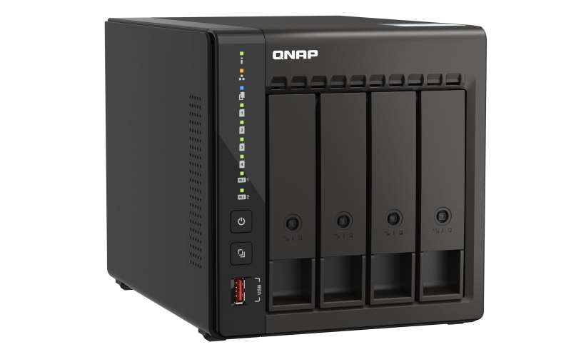 Obrázek QNAP TS-453E-8G (4core 2,6GHz, 8GB RAM, 4x SATA, 2x M.2 NVMe slot, 2x HDMI 4K, 2x 2,5GbE, 4x USB)