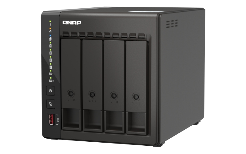 Obrázek QNAP TS-453E-8G (4core 2,6GHz, 8GB RAM, 4x SATA, 2x M.2 NVMe slot, 2x HDMI 4K, 2x 2,5GbE, 4x USB)