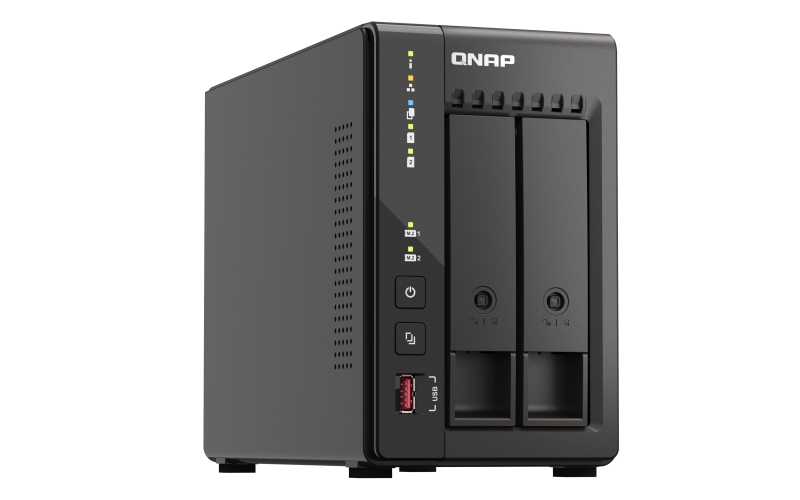 Obrázek QNAP TS-253E-8G (4core 2,6GHz, 8GB RAM, 2x SATA, 2x M.2 NVMe slot, 2x HDMI 4K, 2x 2,5GbE, 4x USB)