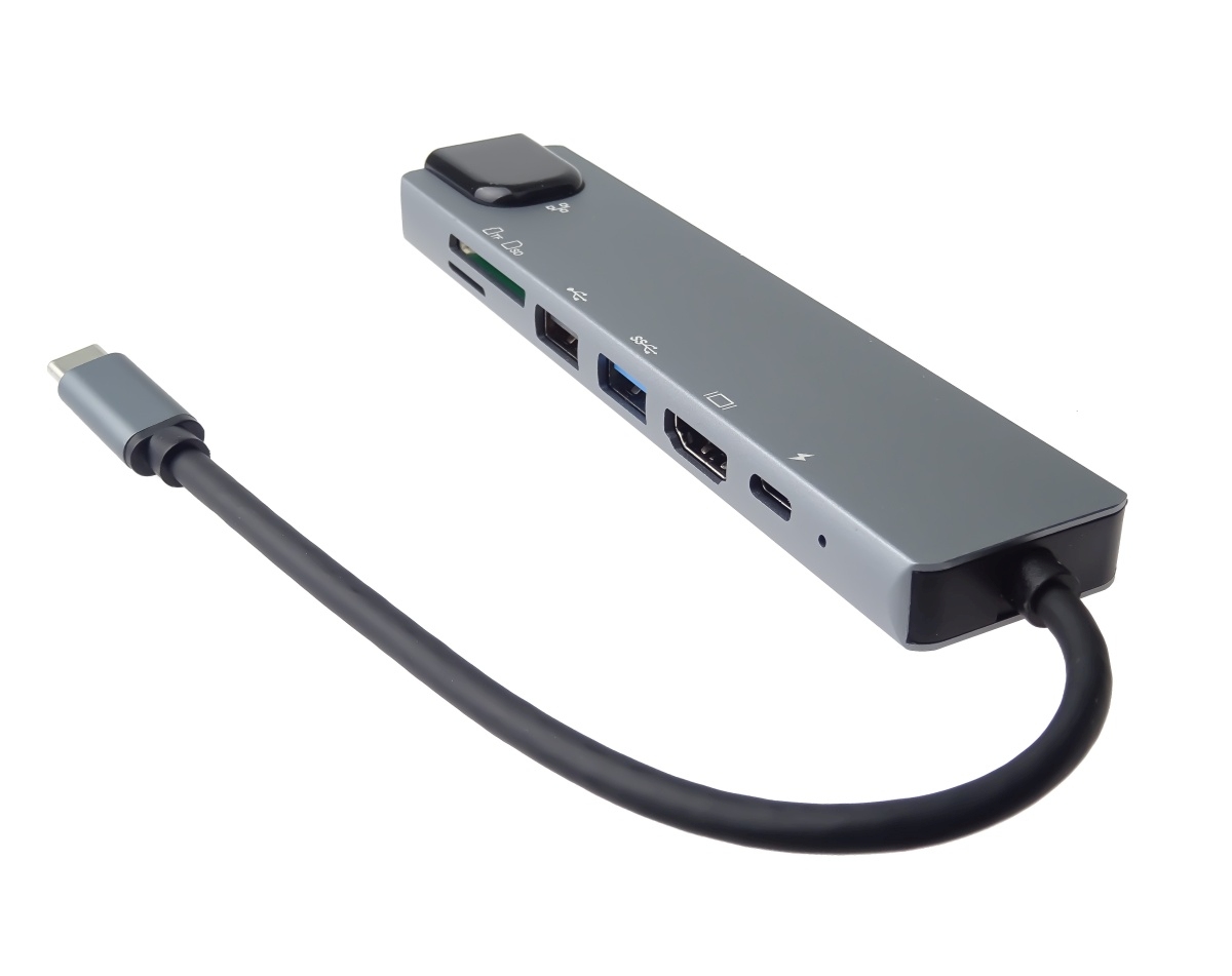 Obrázek PremiumCord USB-C na HDMI + USB3.0 + USB2.0 + PD + SD/TF + RJ45 adaptér