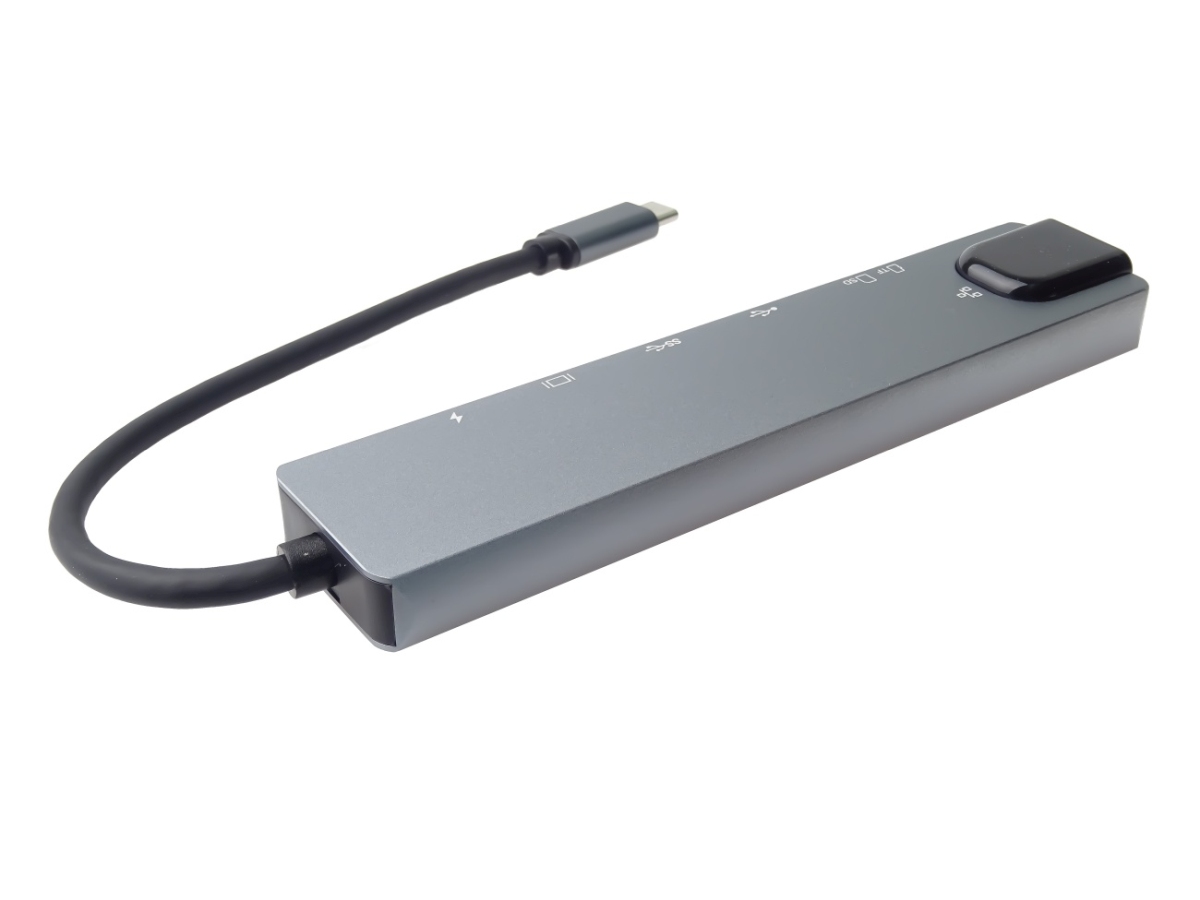 Obrázek PremiumCord USB-C na HDMI + USB3.0 + USB2.0 + PD + SD/TF + RJ45 adaptér