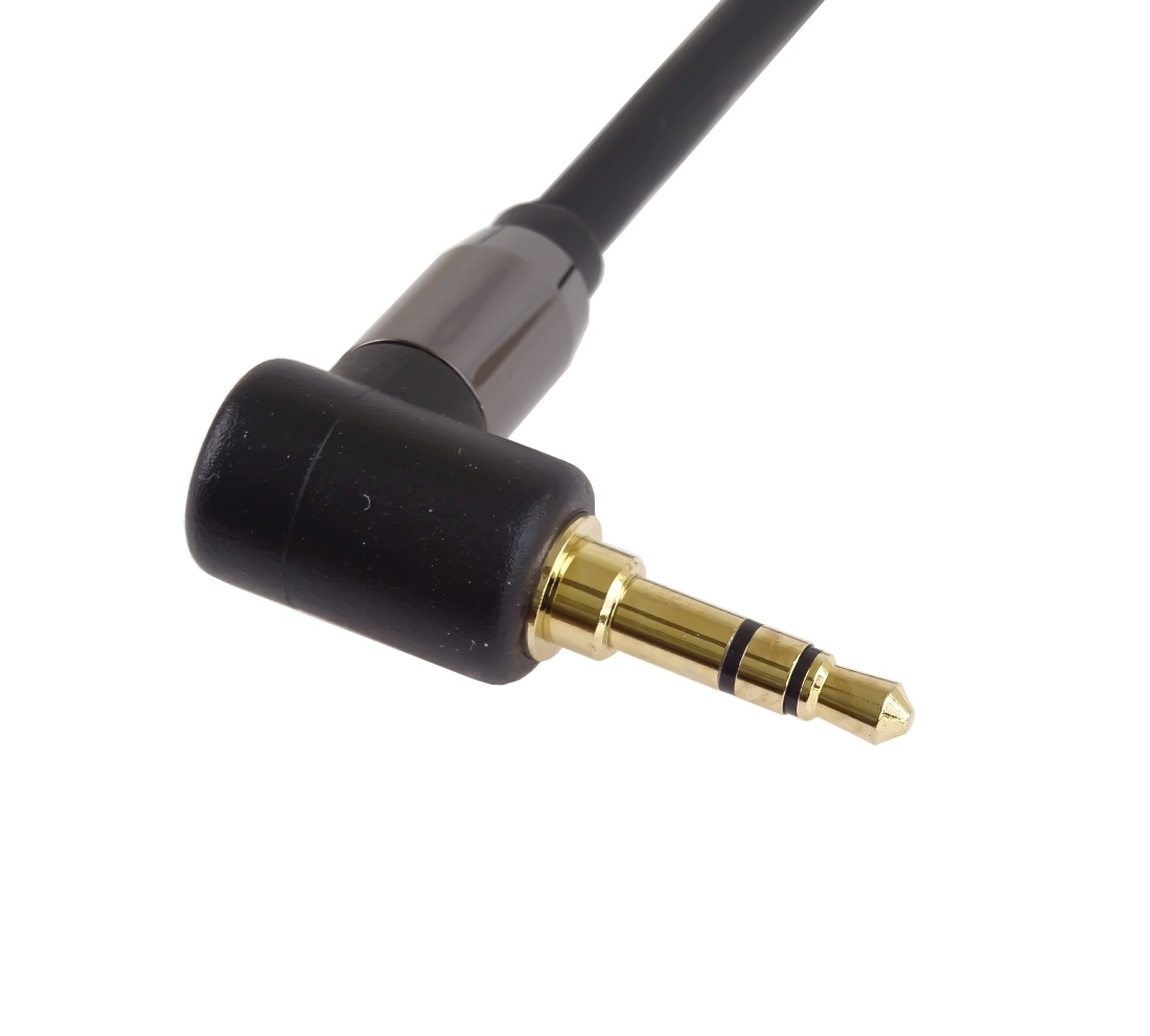 Obrázek PremiumCord HQ stíněný kabel stereo Jack 3.5mm - Jack 3.5mm zahnutý 90° 1,5m