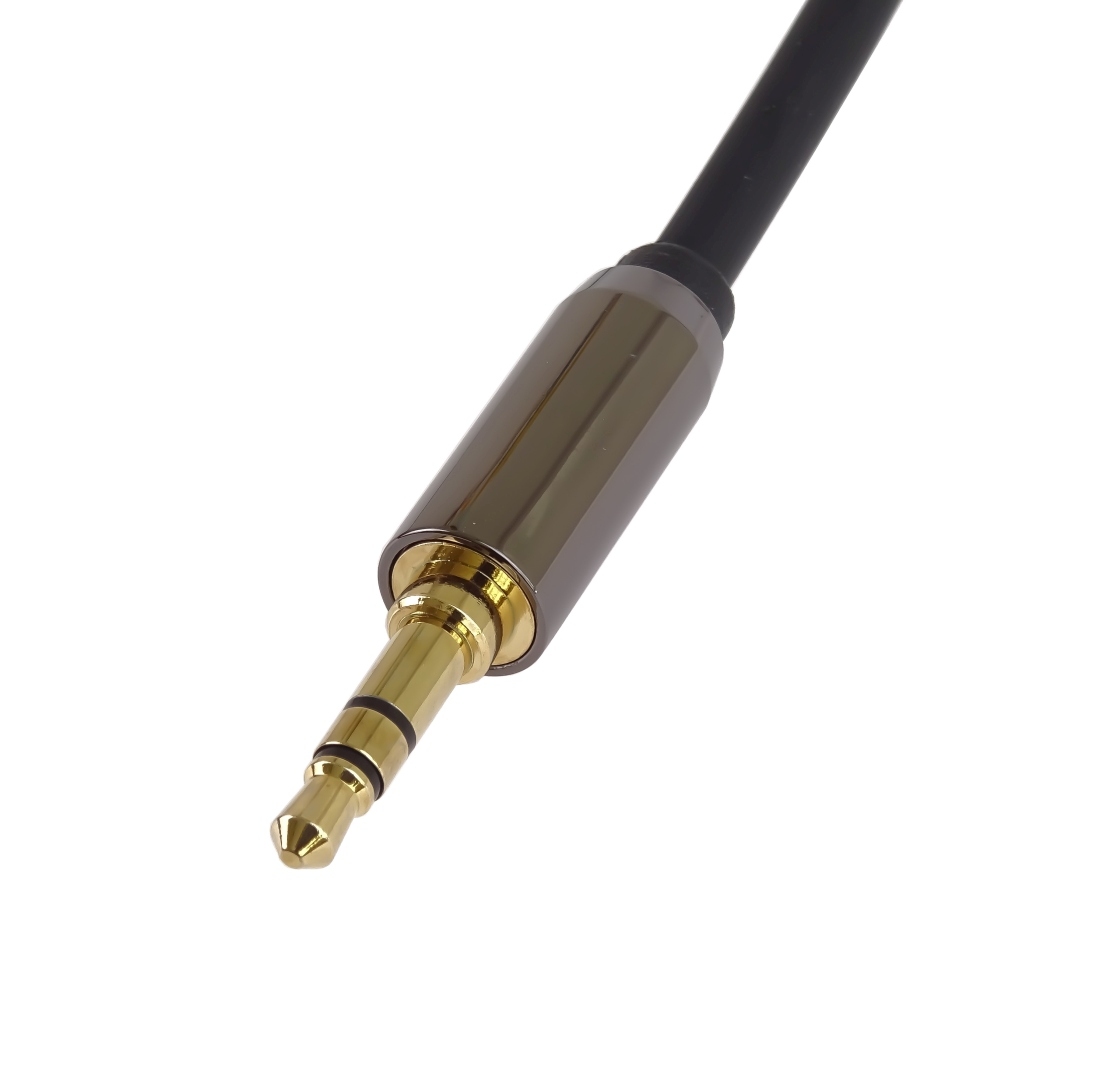 Obrázek PremiumCord HQ stíněný kabel stereo Jack 3.5mm - Jack 3.5mm zahnutý 90° 1,5m