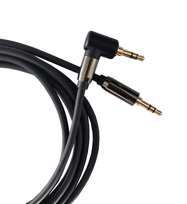 Obrázek PremiumCord HQ stíněný kabel stereo Jack 3.5mm - Jack 3.5mm zahnutý 90° 1,5m