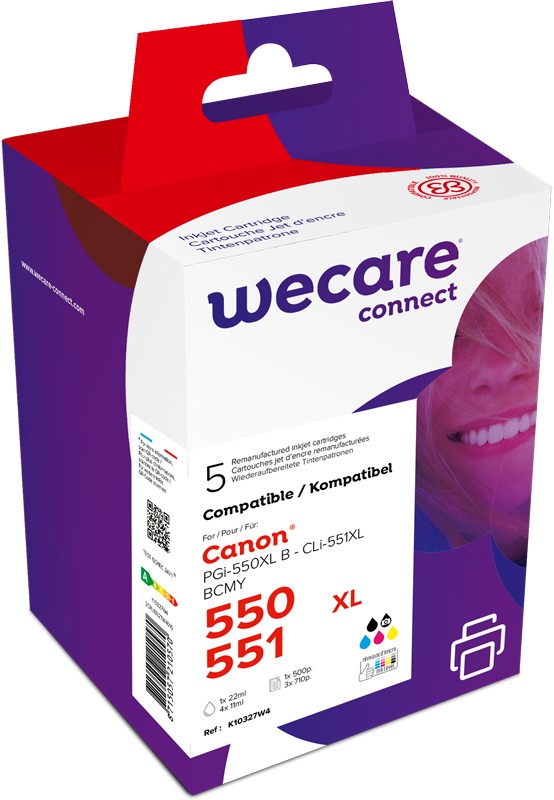 WECARE ARMOR ink sada kompatibilní s Canon PGI550BKXL+CLI551XL, CMYK