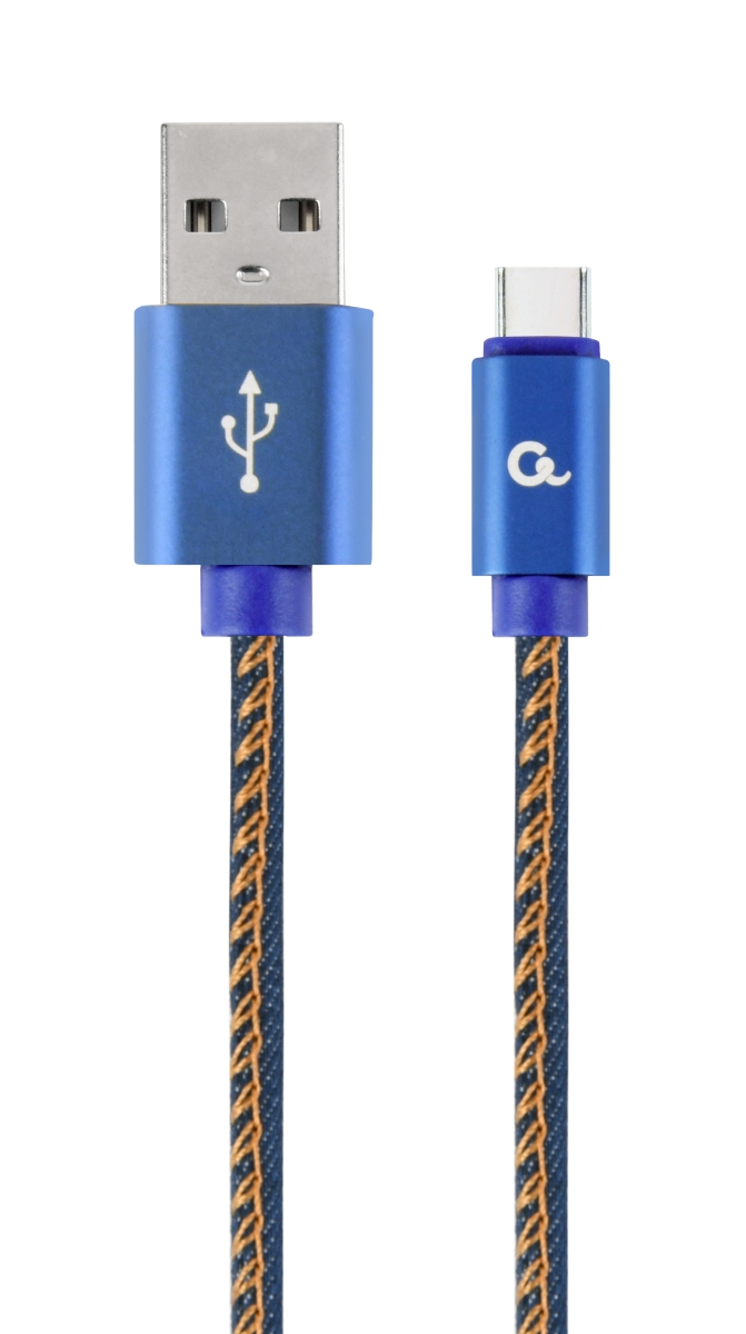 Obrázek Gembird oplétaný denim USB-A/USB-C kabel 1m