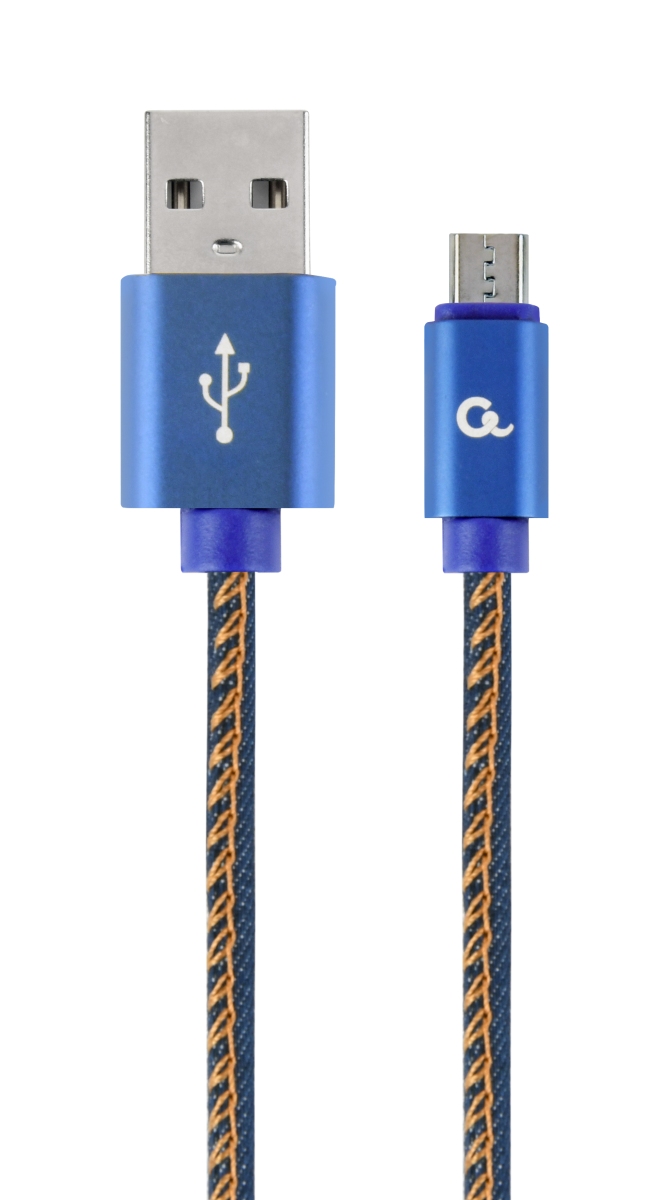 Obrázek Gembird oplétaný denim USB-A/microUSB kabel 1m