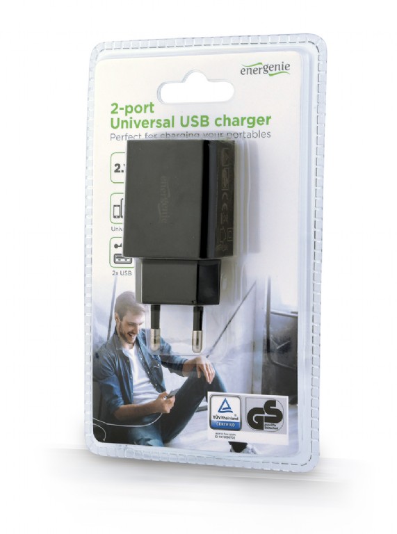 Obrázek Gembird 2x USB nabíječka 2,1A, černá