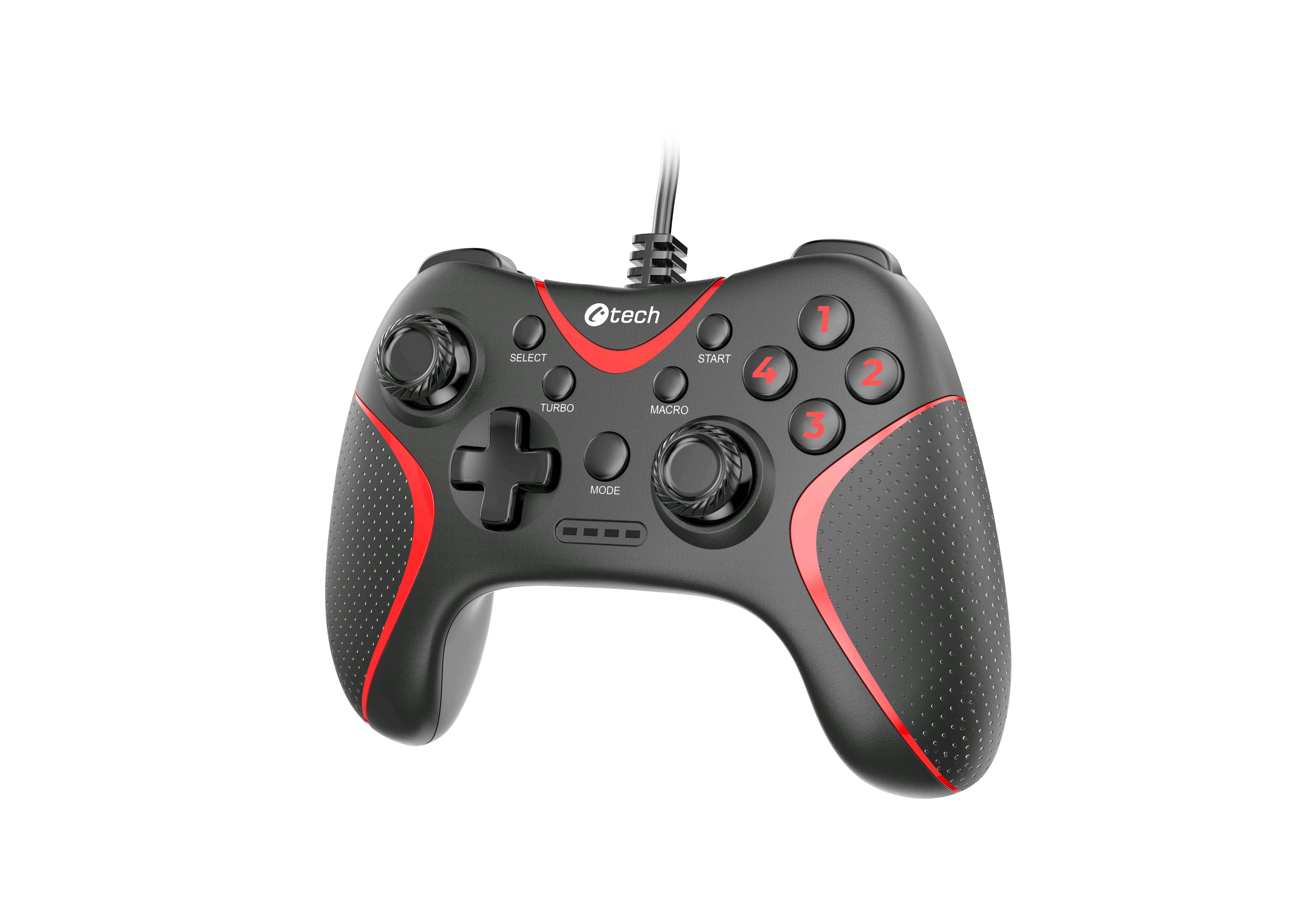 Obrázek Gamepad C-TECH Theon pro PC/PS3, 2 programovatelná makro tlačítka, 2x analog, X-input, vibrační, 1,8