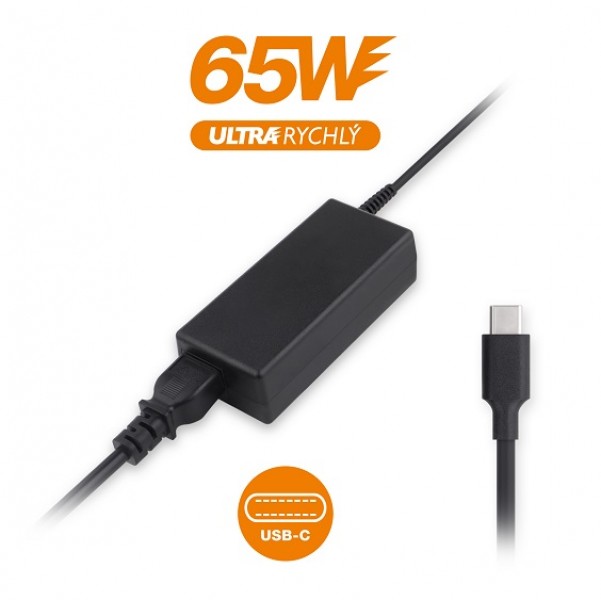 Obrázek Nabíječka USB-C pro notebooky 65W ALIGATOR, černá