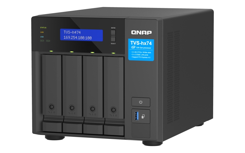 Obrázek QNAP TVS-h474-PT-8G (2core 3,7GHz, ZFS, 8GB RAM, 4x SATA, 2x M.2 NVMe, 2x PCIe, 2x 2,5GbE, 1x HDMI)