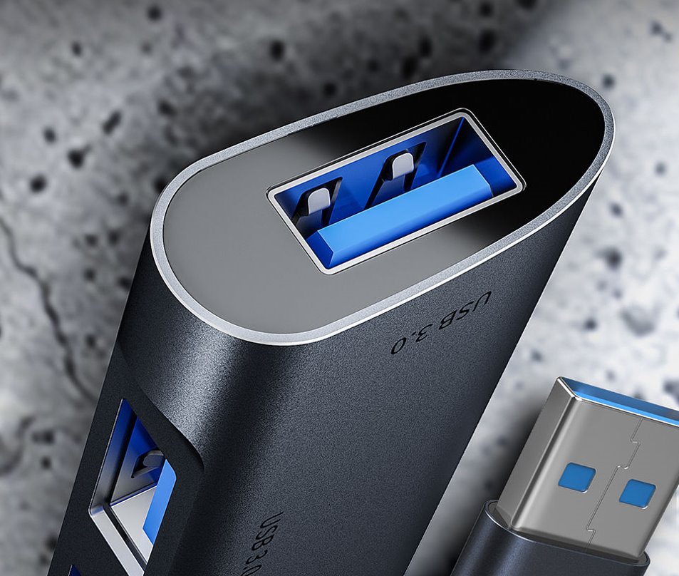 Obrázek HUB USB C-tech UHB-U3-AL, 4x USB 3.2 Gen 1, hliníkové tělo