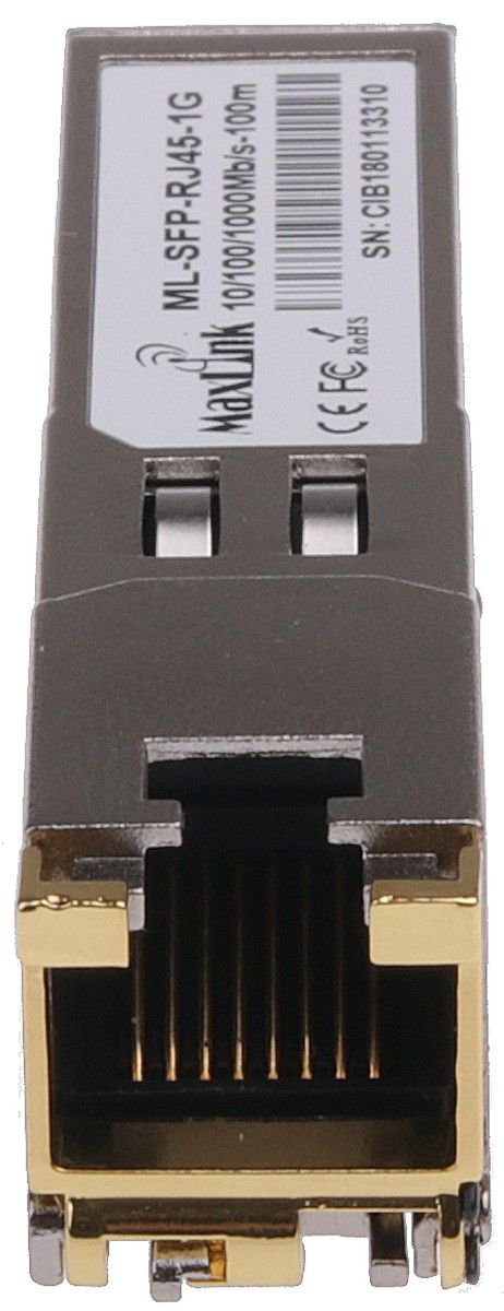 Obrázek MaxLink SFP 10/100/1000M metalický modul, RJ-45, 100m, 1Gbps