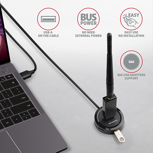 Obrázek AXAGON HUE-P1AL, 4x USB 3.2 Gen 1 ROUND hub, micro USB napájecí konektor, kabel USB-A 1.2m