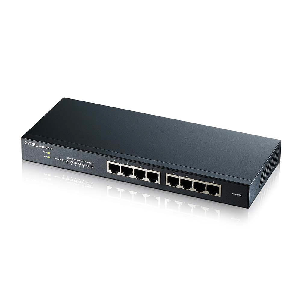 Obrázek ZYXEL 8xGb IPv6 fanless switch GS1900-8 v2