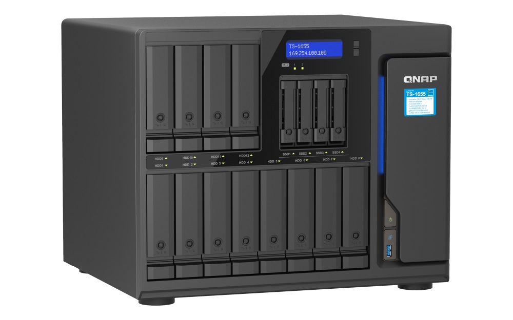 Obrázek QNAP TS-1655-8G (8core 2,8GHz, 8GB RAM, 12x 3,5"+4x 2,5" SATA, 2x M.2 NVMe slot, 2x 2,5GbE, 3x PCIe)