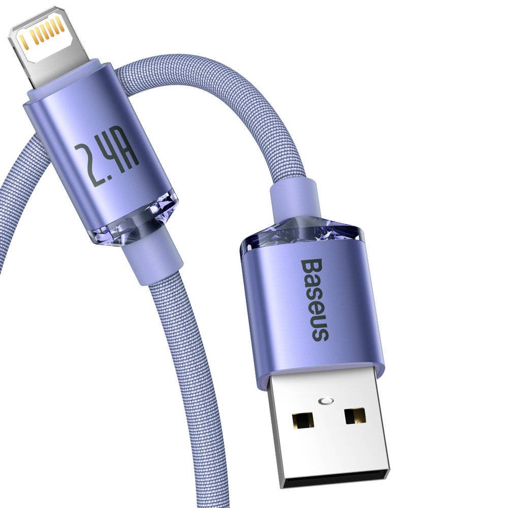 Obrázek Baseus CAJY000005 Crystal Shine Series Datový Kabel USB - Lightning 20W 1,2m Purple