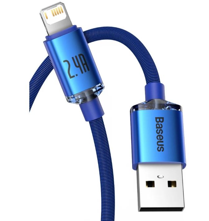 Obrázek Baseus CAJY000003 Crystal Shine Series Datový Kabel USB - Lightning 20W 1,2m Blue