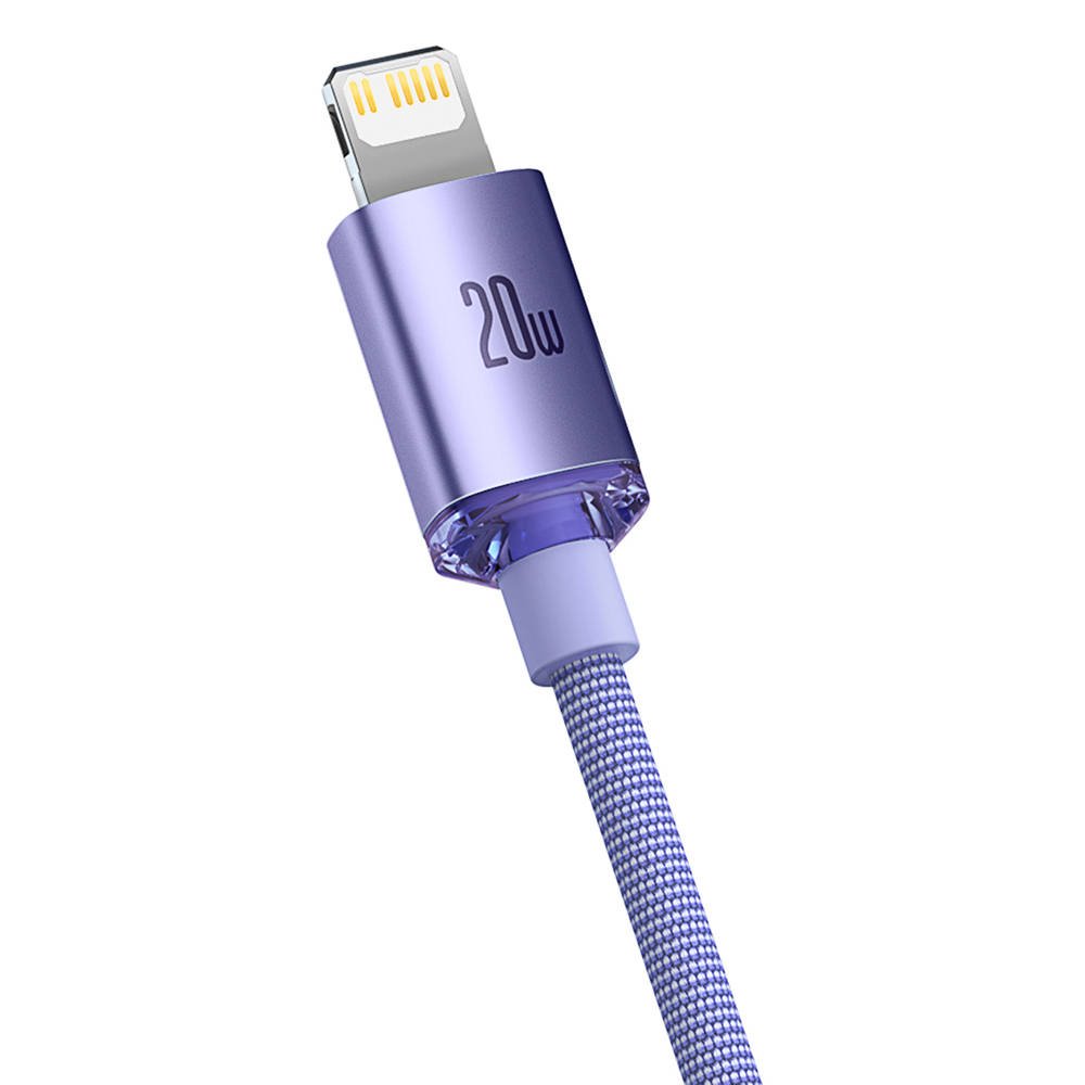 Obrázek Baseus CAJY000205 Crystal Shine Series Datový Kabel USB-C - Lightning 20W 1,2m Purple