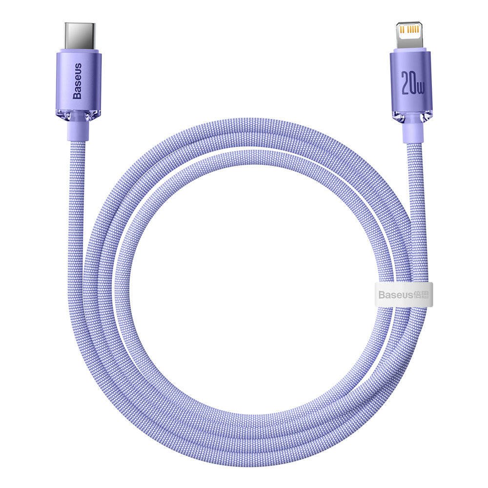 Obrázek Baseus CAJY000205 Crystal Shine Series Datový Kabel USB-C - Lightning 20W 1,2m Purple