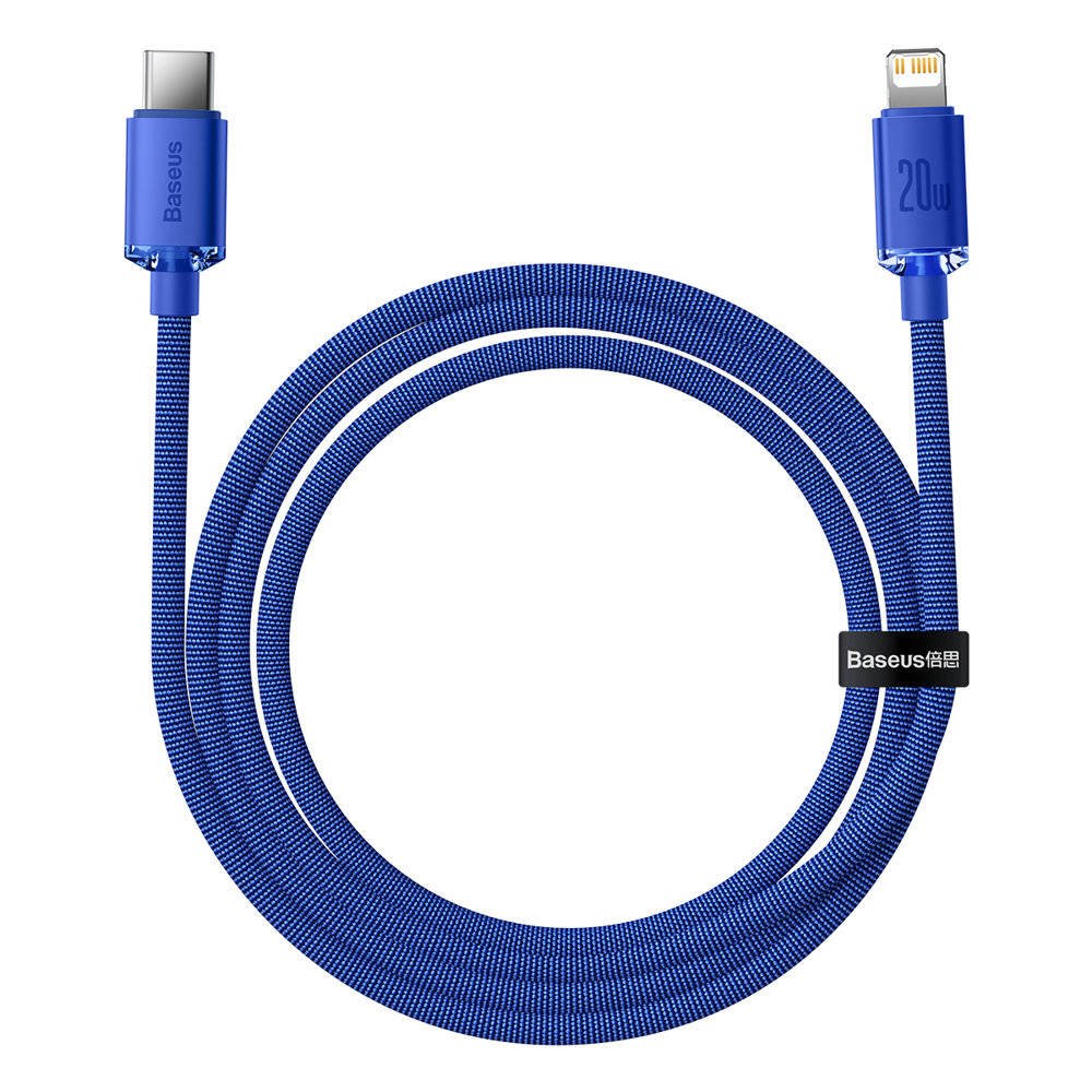 Obrázek Baseus CAJY000203 Crystal Shine Series Datový Kabel USB-C - Lightning 20W 1,2m Blue