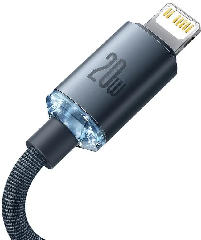 Obrázek Baseus CAJY000201 Crystal Shine Series Datový Kabel USB-C - Lightning 20W 1,2m Black