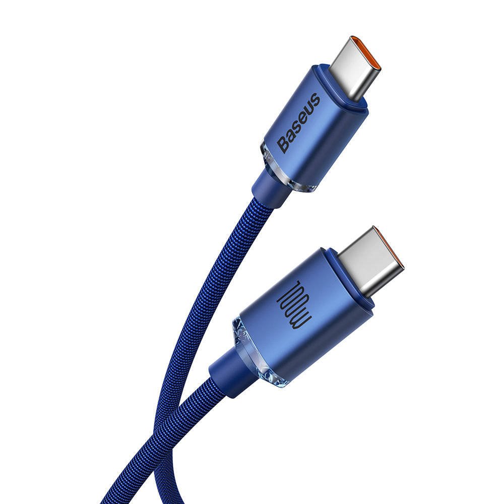 Obrázek Baseus CAJY000703 Crystal Shine Series Datový Kabel USB-C - USB-C 100W 2m Blue