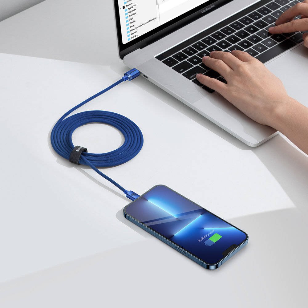 Obrázek Baseus CAJY000703 Crystal Shine Series Datový Kabel USB-C - USB-C 100W 2m Blue