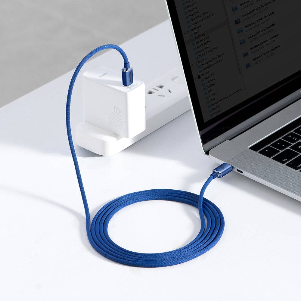 Obrázek Baseus CAJY000703 Crystal Shine Series Datový Kabel USB-C - USB-C 100W 2m Blue