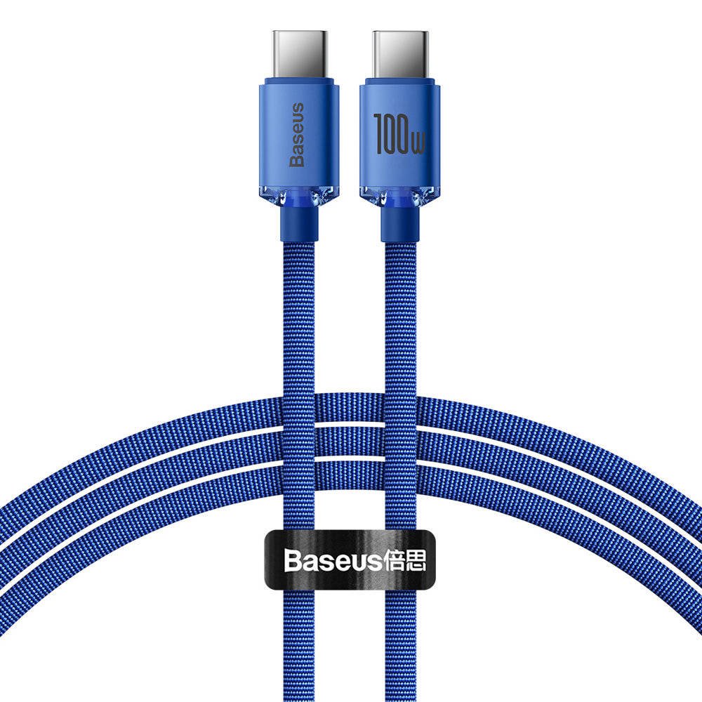 Obrázek Baseus CAJY000603 Crystal Shine Series Datový Kabel USB-C - USB-C 100W 1,2m Blue