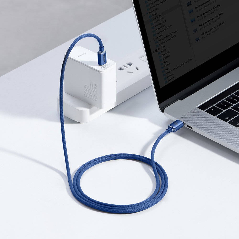 Obrázek Baseus CAJY000603 Crystal Shine Series Datový Kabel USB-C - USB-C 100W 1,2m Blue