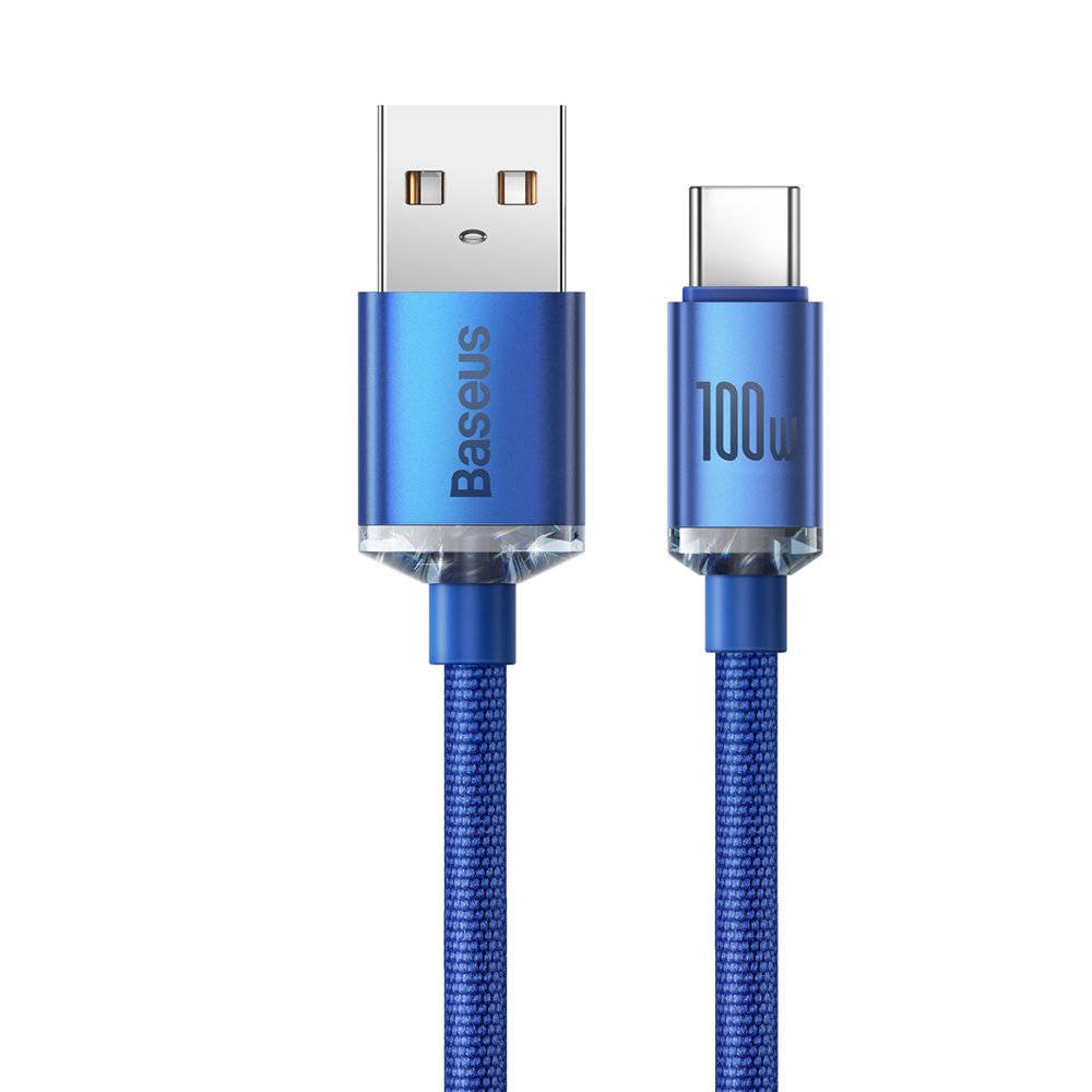 Obrázek Baseus CAJY000503 Crystal Shine Series Datový Kabel USB - USB-C 100W 2m Blue