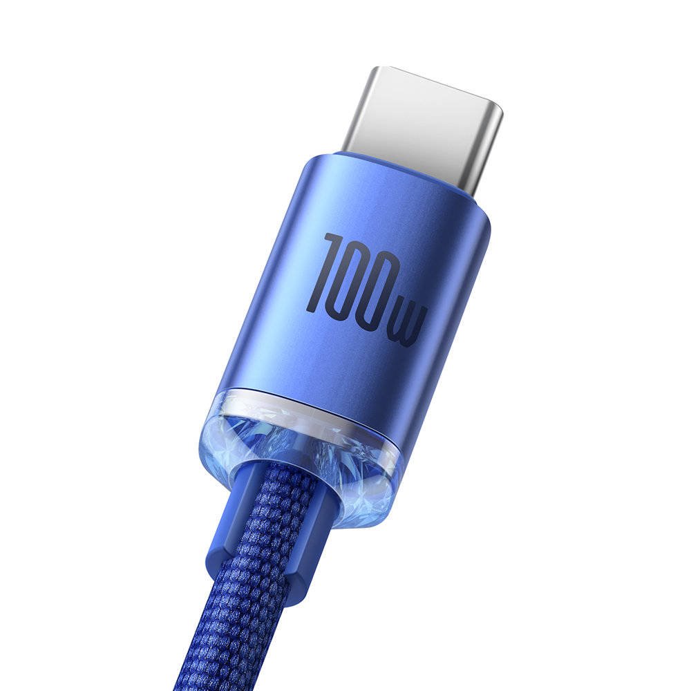 Obrázek Baseus CAJY000503 Crystal Shine Series Datový Kabel USB - USB-C 100W 2m Blue