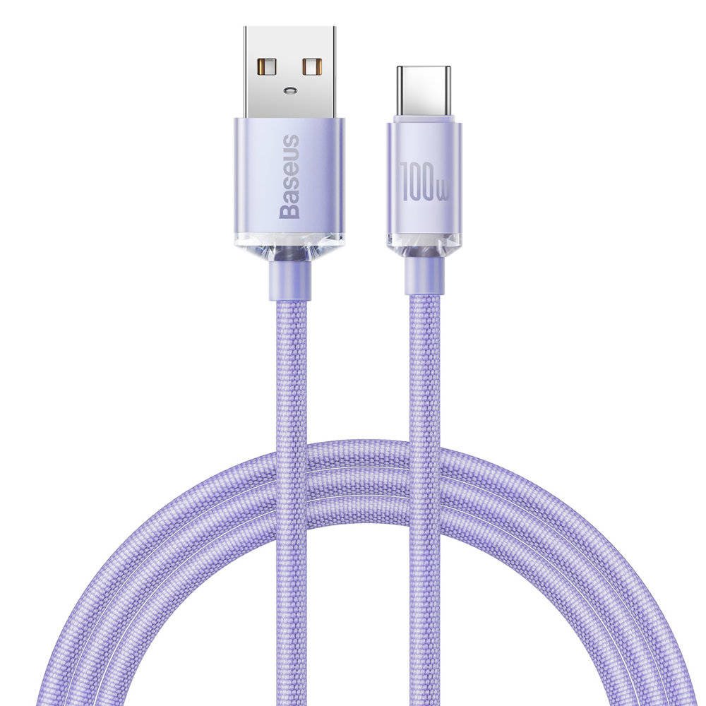 Obrázek Baseus CAJY000405 Crystal Shine Series Datový Kabel USB - USB-C 100W 1,2m Purple