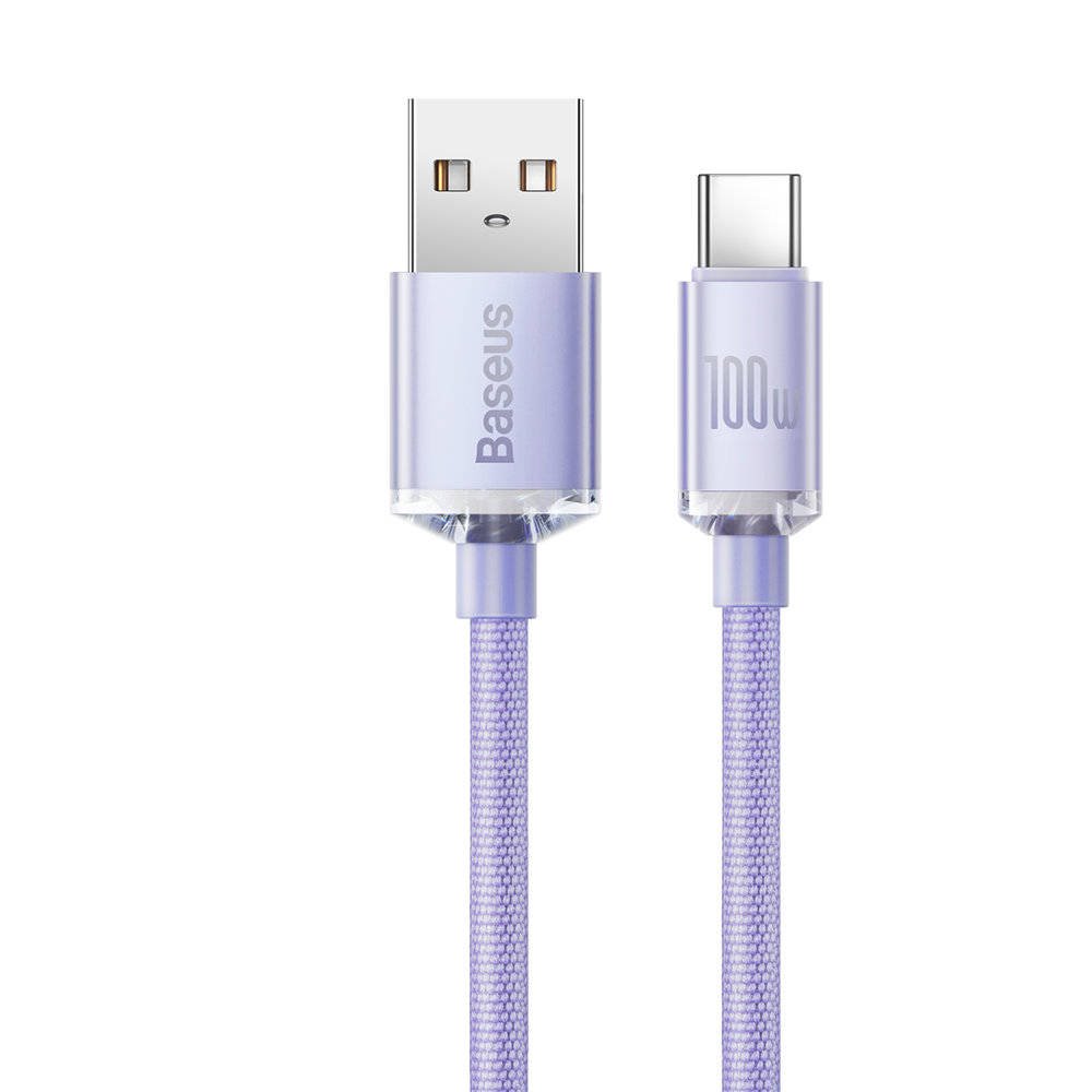 Obrázek Baseus CAJY000405 Crystal Shine Series Datový Kabel USB - USB-C 100W 1,2m Purple