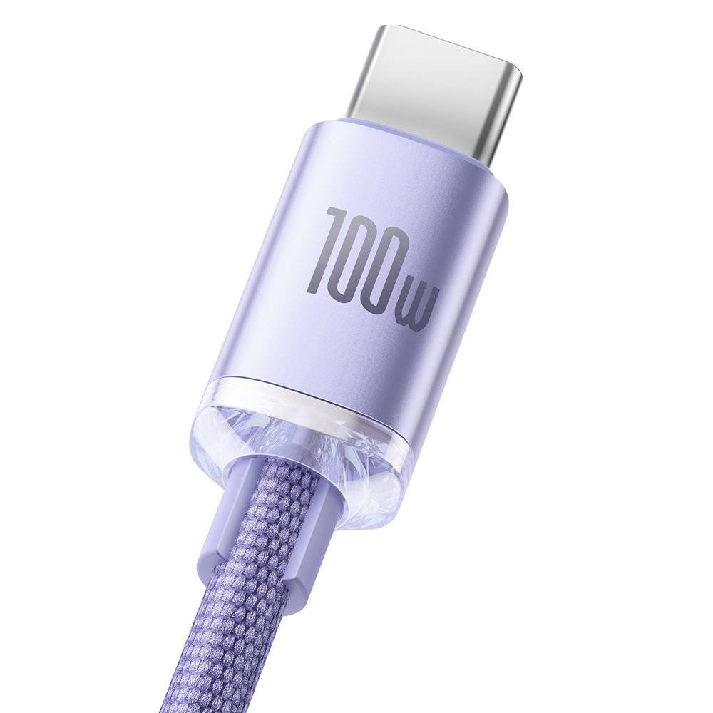 Obrázek Baseus CAJY000405 Crystal Shine Series Datový Kabel USB - USB-C 100W 1,2m Purple