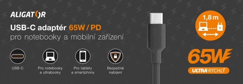 Obrázek Aligator Power Delivery 65W USB-C adaptér