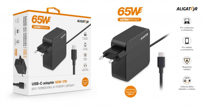 Obrázek Aligator Power Delivery 65W USB-C adaptér