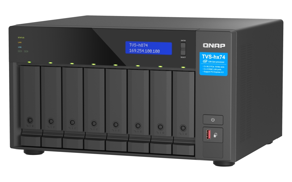 Obrázek QNAP TVS-h874-i7-32G (12core (i7), ZFS, 32GB RAM, 8x SATA, 2x M.2 NVMe, 2x PCIe, 2x 2,5GbE, HDMI 4K)