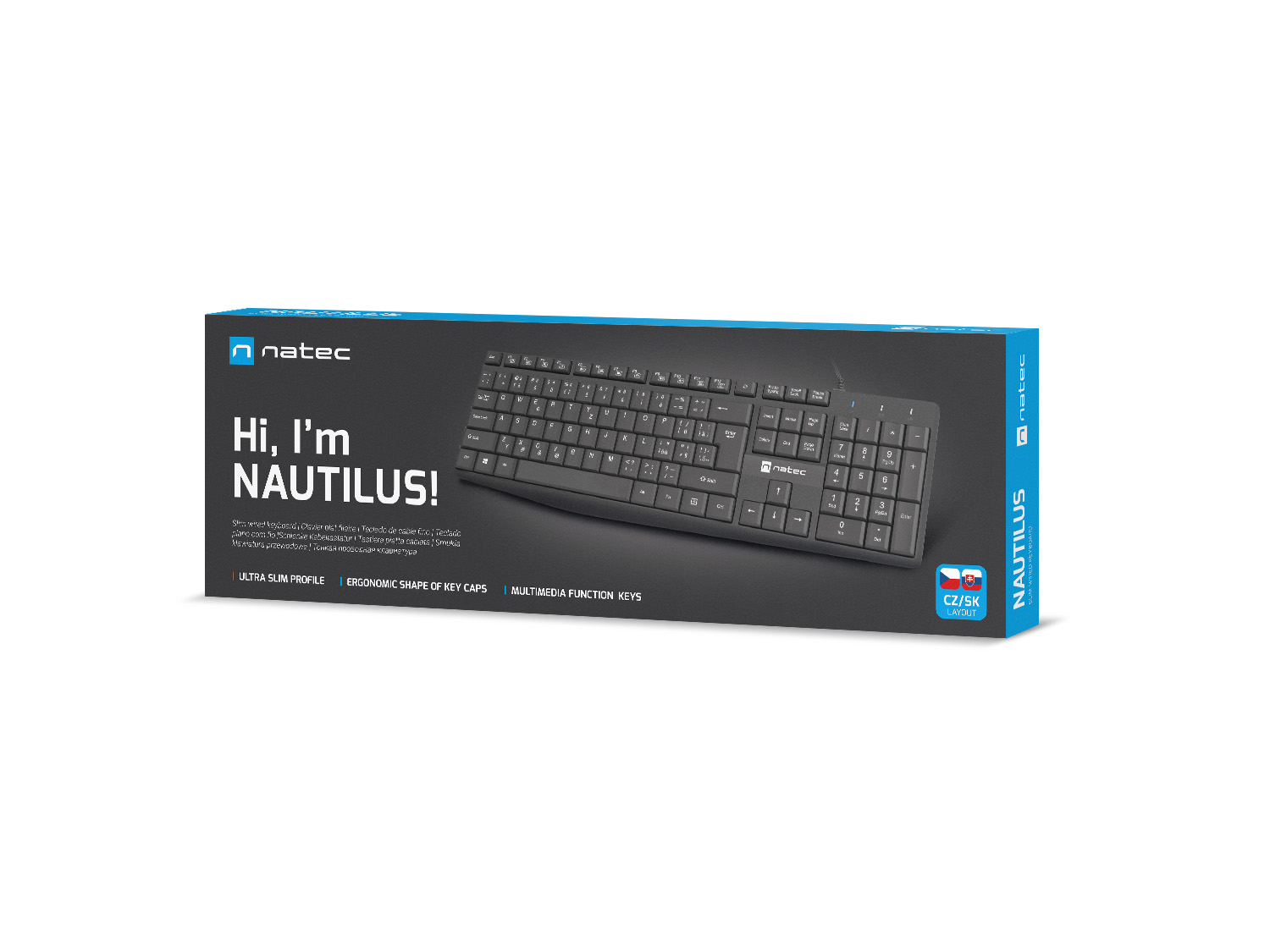 Obrázek Natec klávesnice Nautilus 2/Drátová USB/CZ-SK layout/Černá