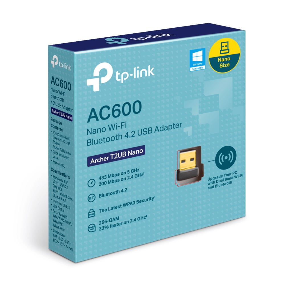 Obrázek TP-Link Archer T2UB Nano AC600 Wifi Bluetooth 4.2 USB Adapter