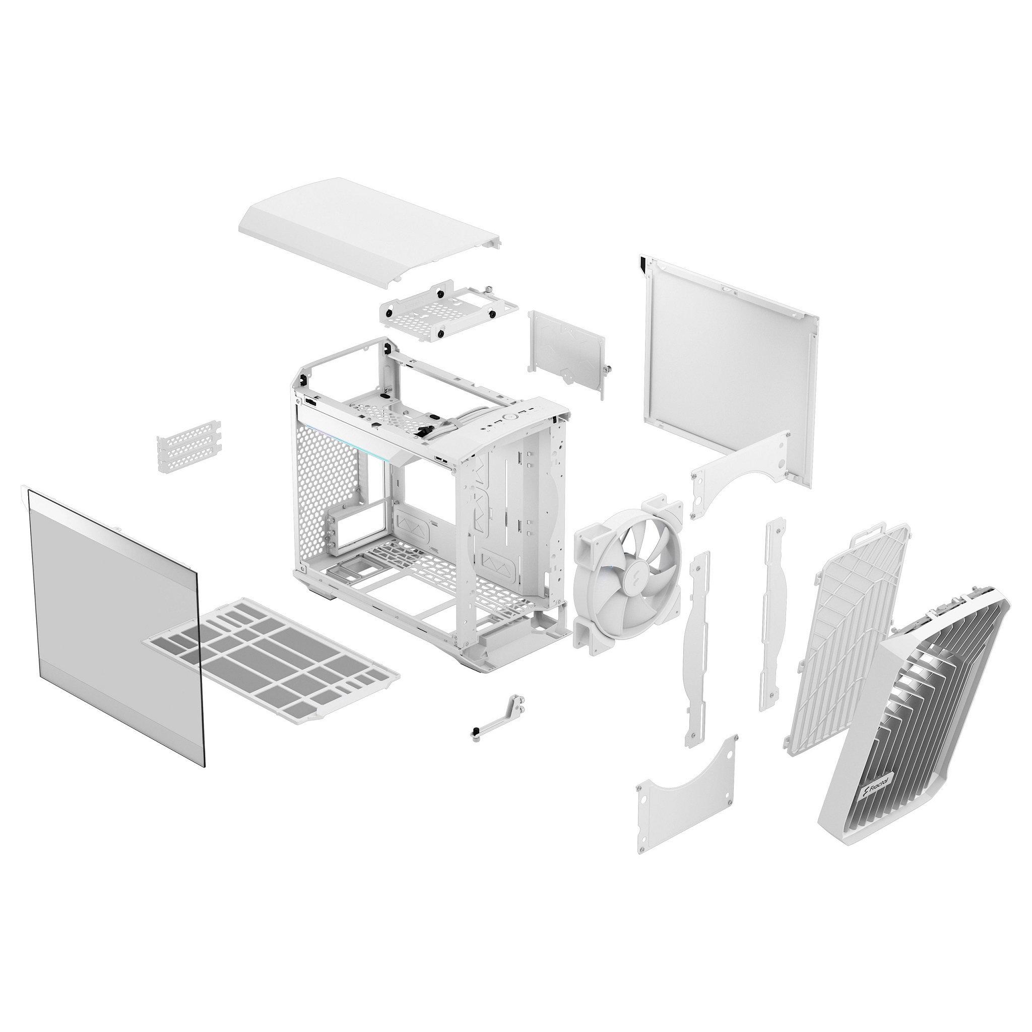 Obrázek Fractal Design Torrent Nano RGB White TG Clear Tint/Micro Tower/Transpar./Bílá