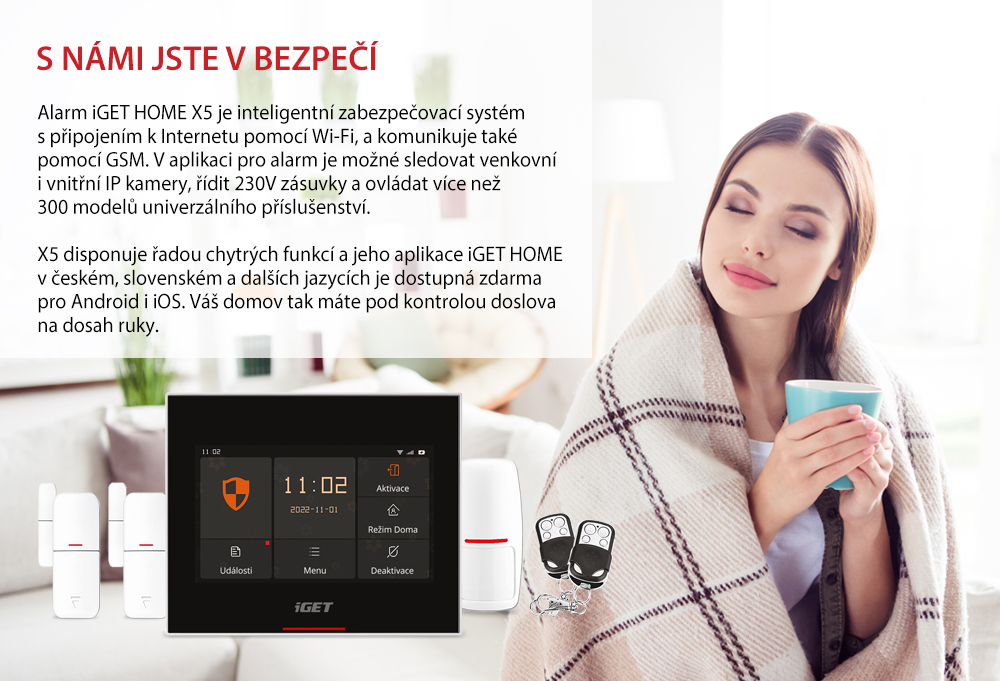 Obrázek iGET HOME X5 - Inteligentní Wi-Fi/GSM alarm, v aplikaci i ovládání IP kamer a zásuvek, Android, iOS